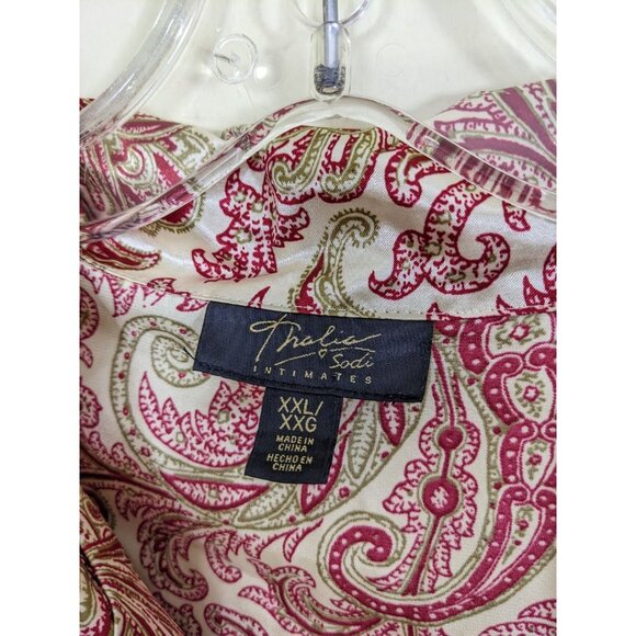 Thalia Sodi Intimates Satin Gold Burgundy Paisley Pajama Set Women Plus Size XXL - Picture 7 of 8